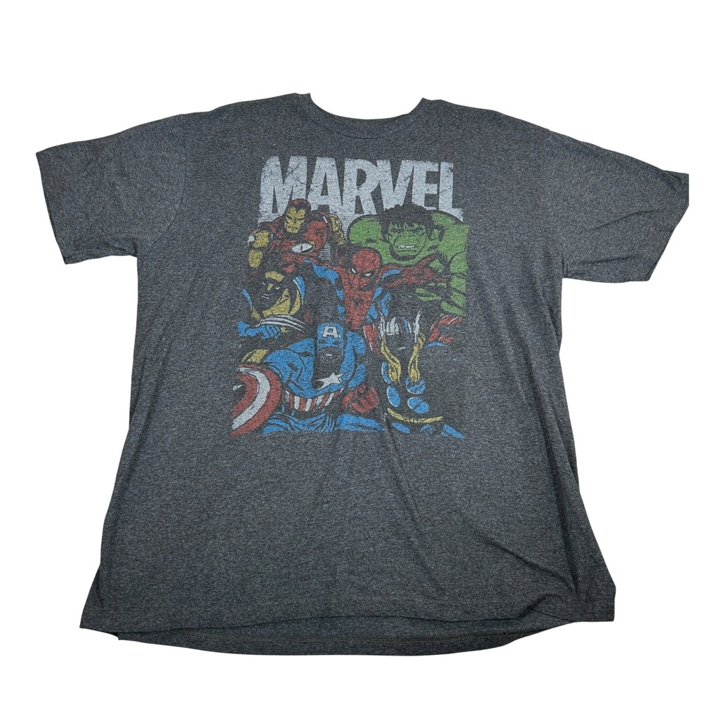 Marvel Comics Superheroes Graphic T Shirt Mens Size 2X Charcoal Gray‎